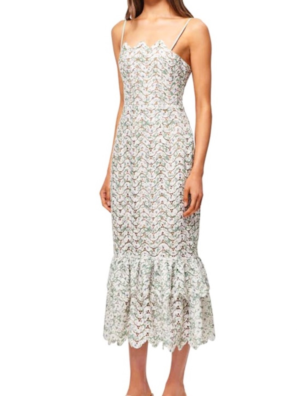 NWOT - Elliatt Lace Mermaid Midi Dress w/ Floral Print